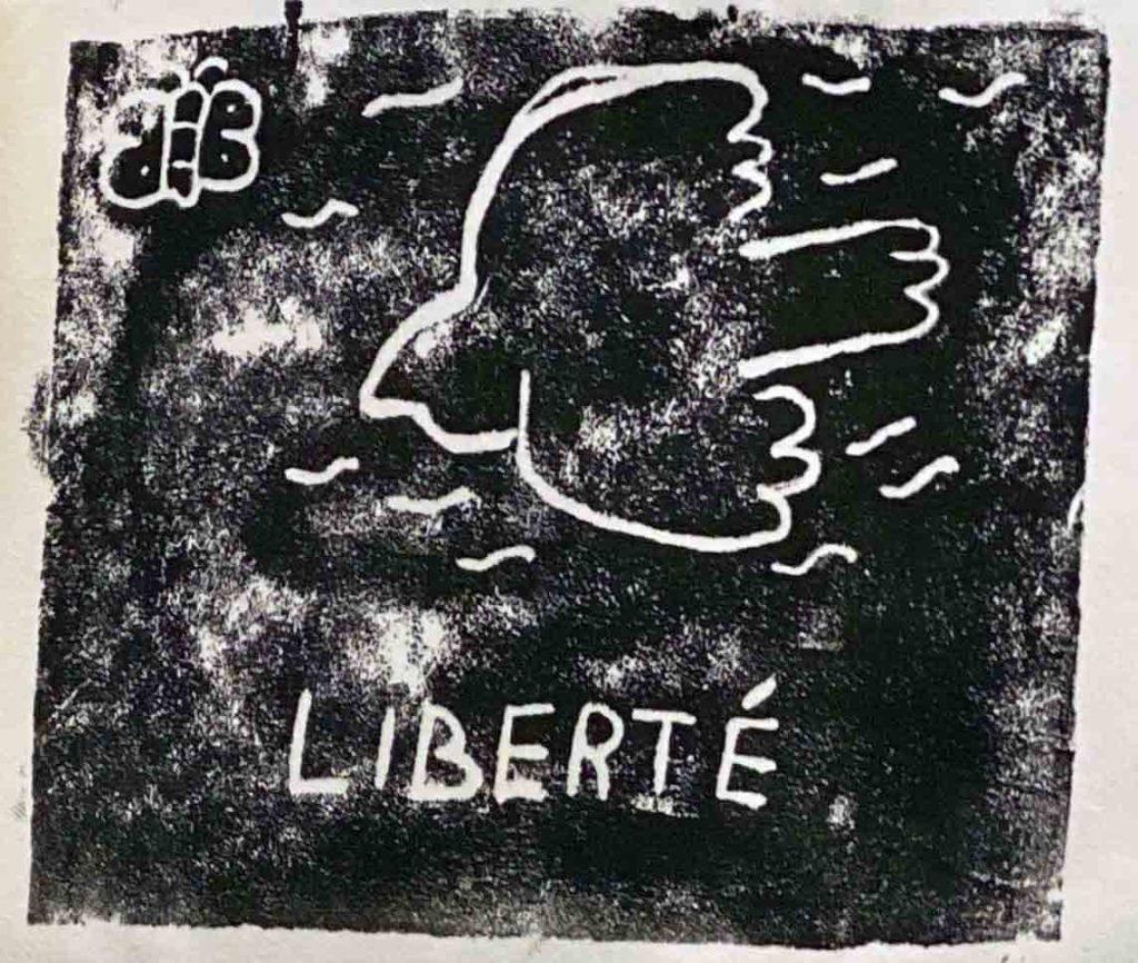 illustration représentant un dessin de colombe avec le mot liberté pour la journées d'accueil de l'IRFASE 2021