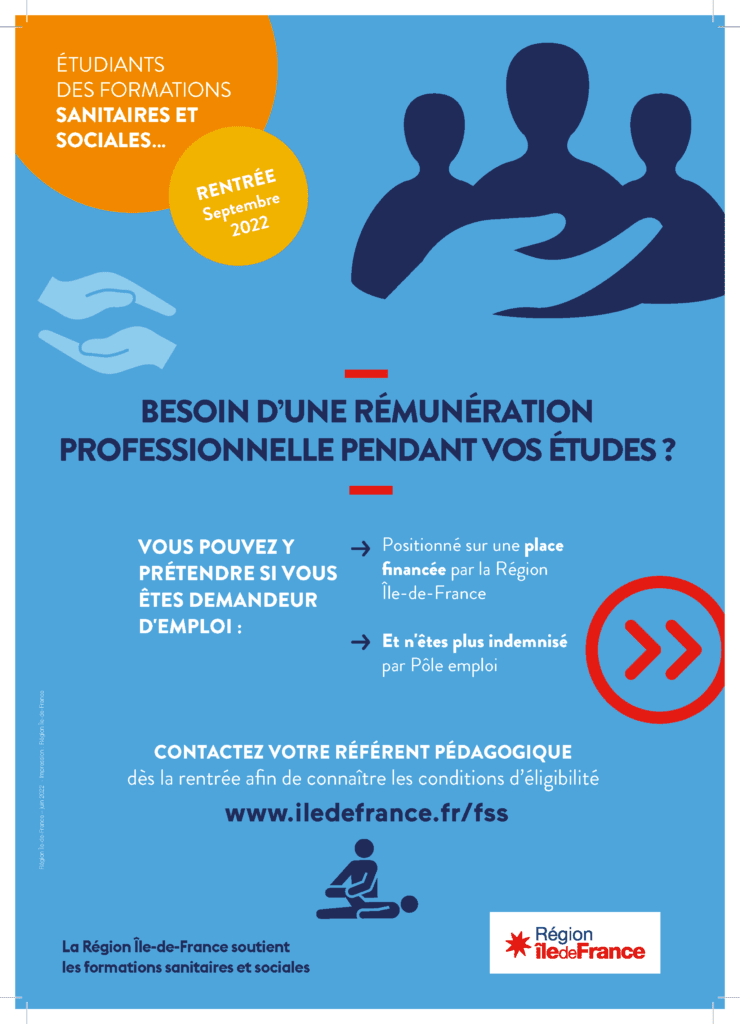 La région Île-de-France soutient les étudiants des formations sanitaires et social avec son dispositif de la rémunération professionnelle pour la rentrée de septembre 2022 !