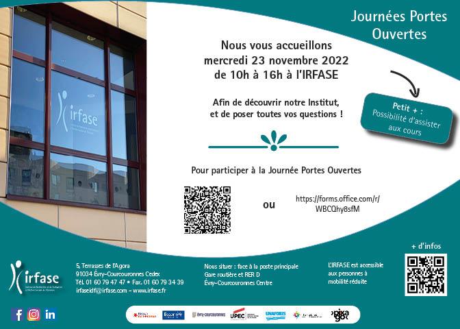 Carton invitation JPO IRFASE du 23 novembre 2022
