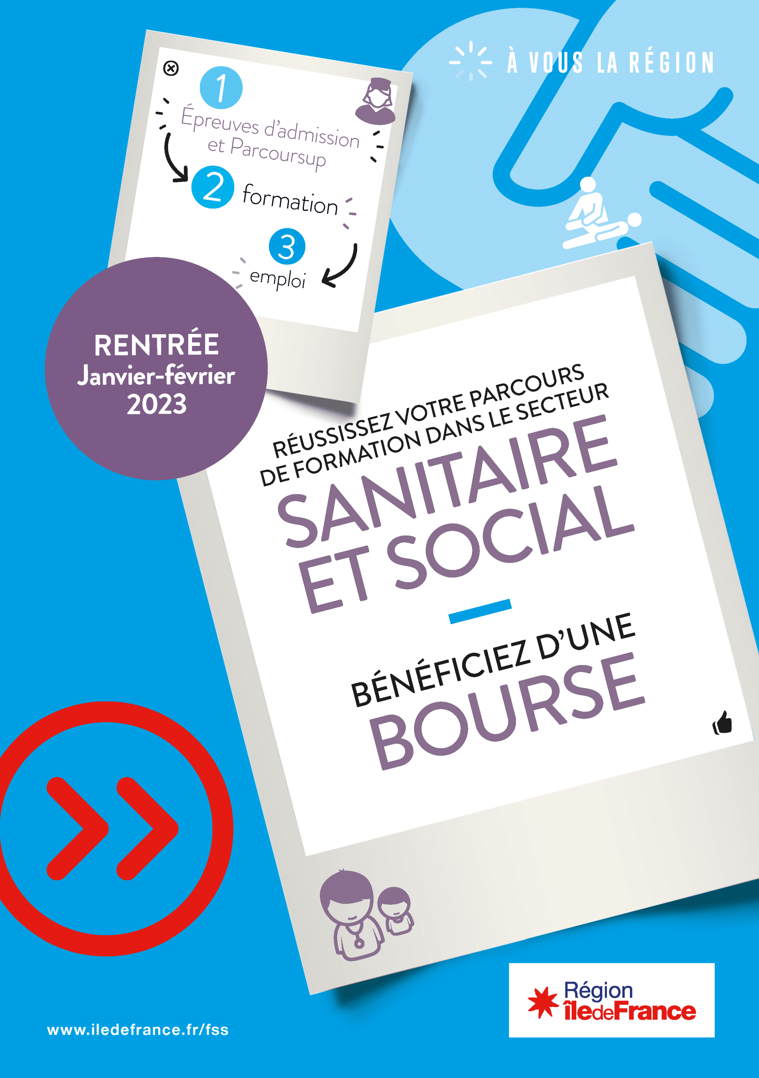 Affiche de la brochure Ile-de-France pour la bourse Sanitaire et social