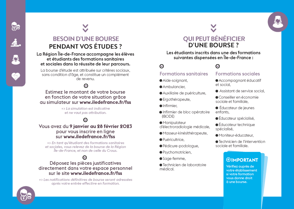 Brochure Ile-de-France pour la bourse Sanitaire et social