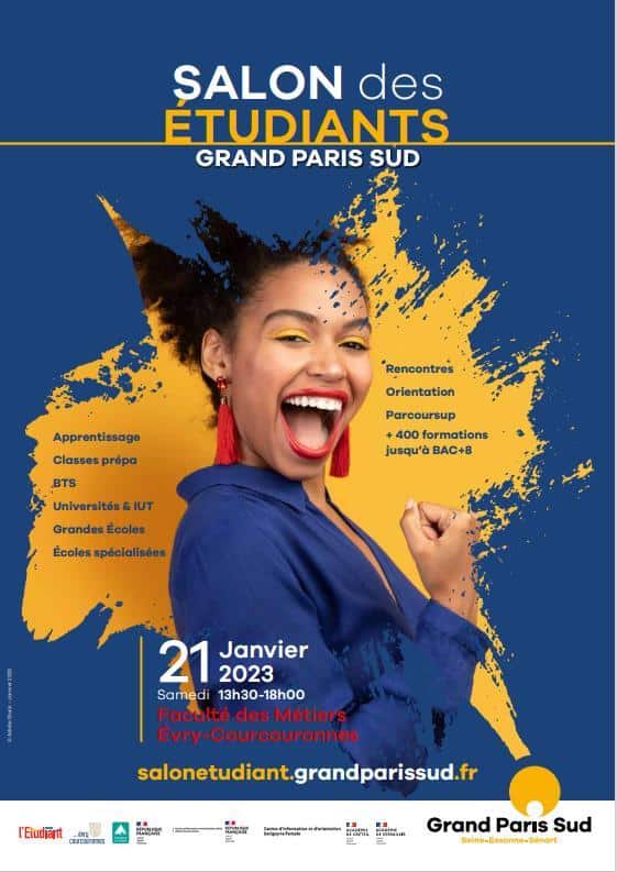 Affiche du salon de l'étudiant Grand Paris Sud du 21 janvier 2023