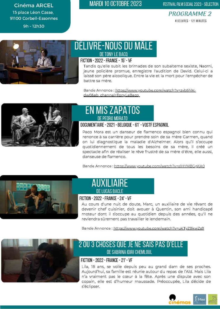 5ème édition du Film Social en Essonne : programme du mardi 10 octobre 2023