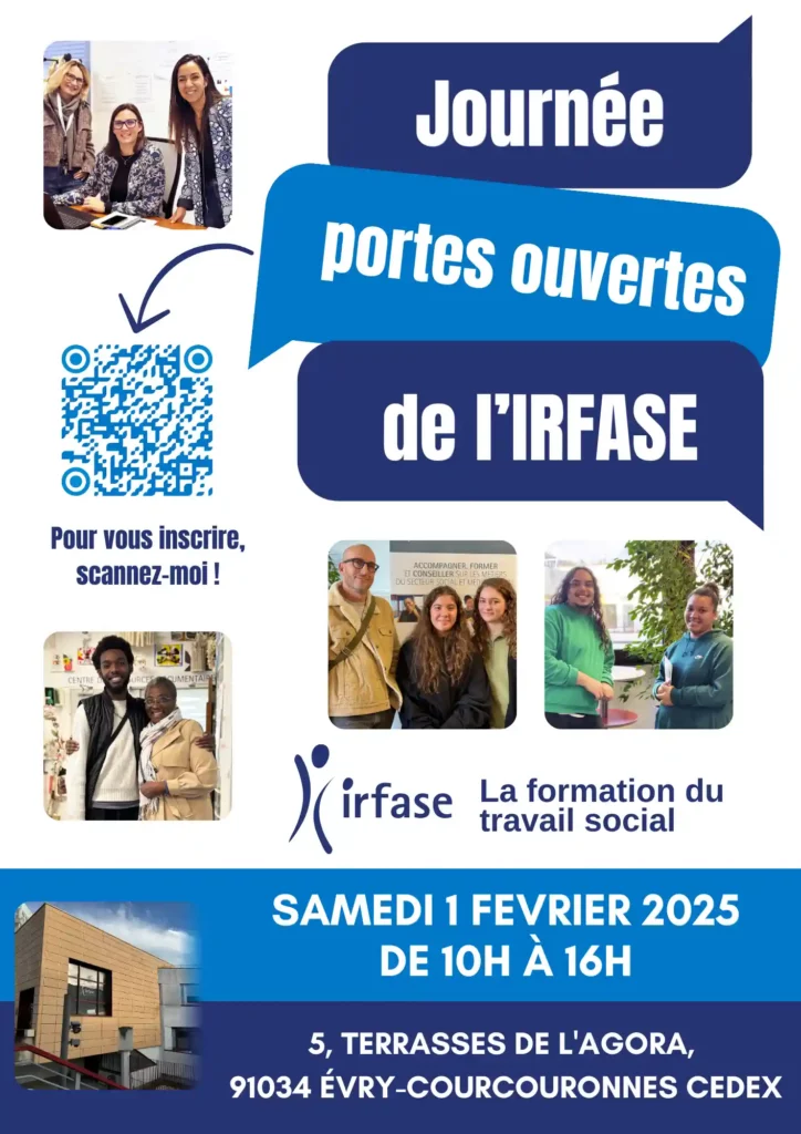 Affiche JPO de l'IRFASE du samedi 1 février de 10h à 16h